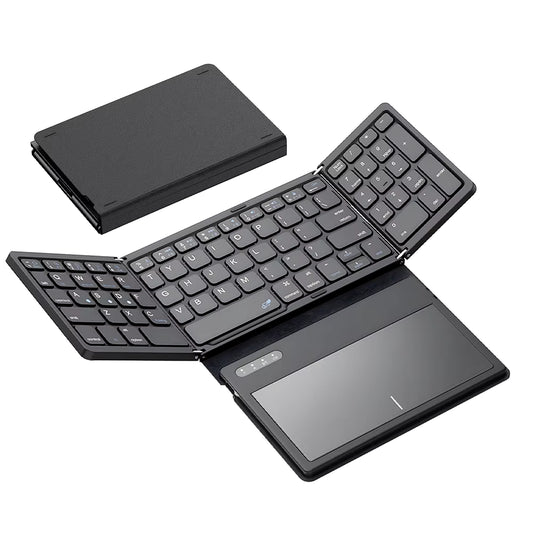 Wireless Bluetooth with Foldable Keyboard & Touchpad - Windows Android IOS Tablet & Phone